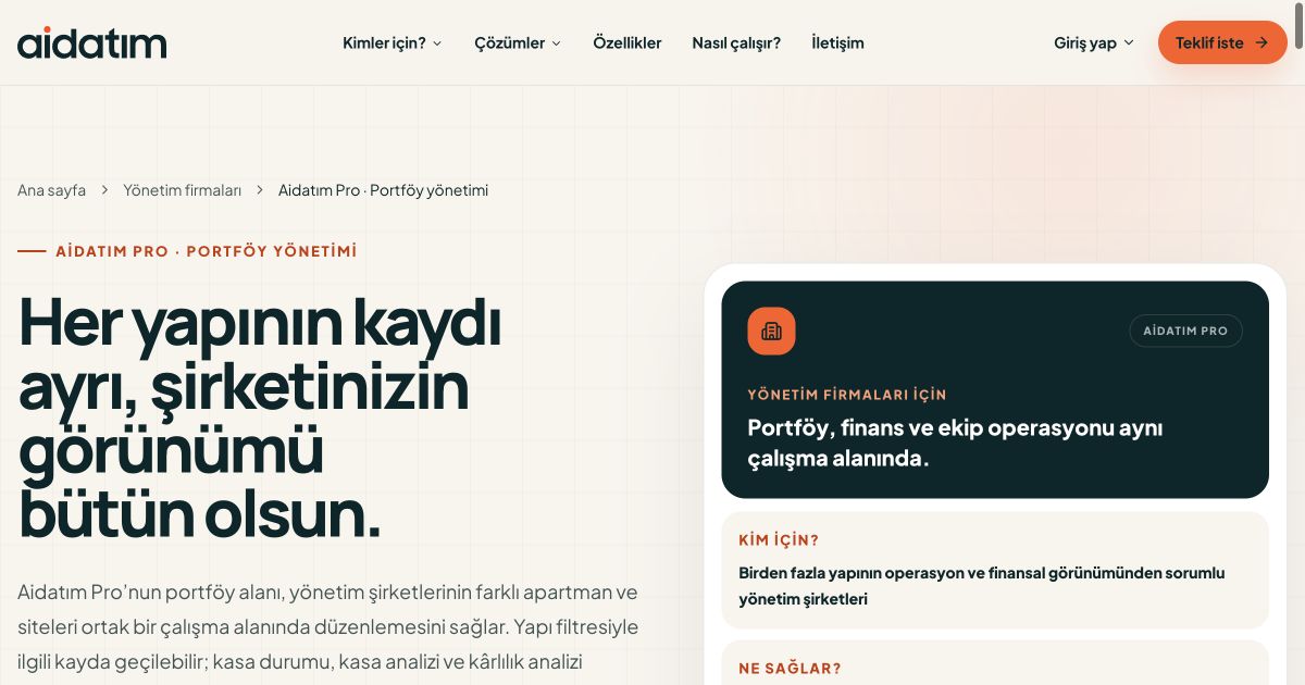 Aidatım çoklu site ve portföy yönetimi rehberi kapak görünümü